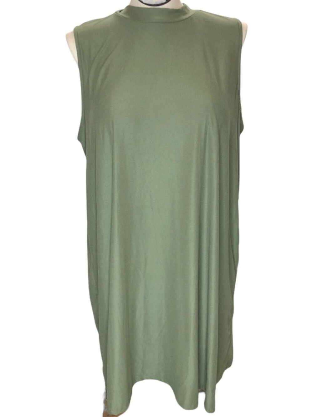 Pink Rose Shirt Womens 3X Top Olive Green Stretch Sleeveless Blouse Tunic Pullov